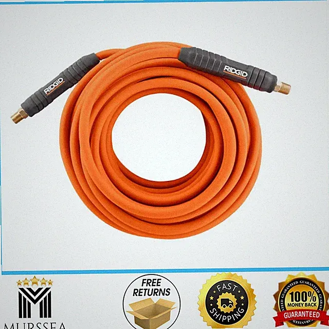 RIDGID 1/4 in. 50 ft. Lay Flat Air Hose , 300 Max PSI , 360° swivel fittings