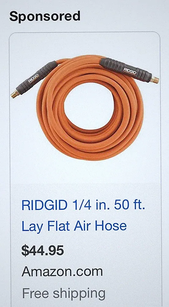 RIDGID 1/4 In. 50 Ft. Lay Flat Air Hose 300 PSI Max R5025LF