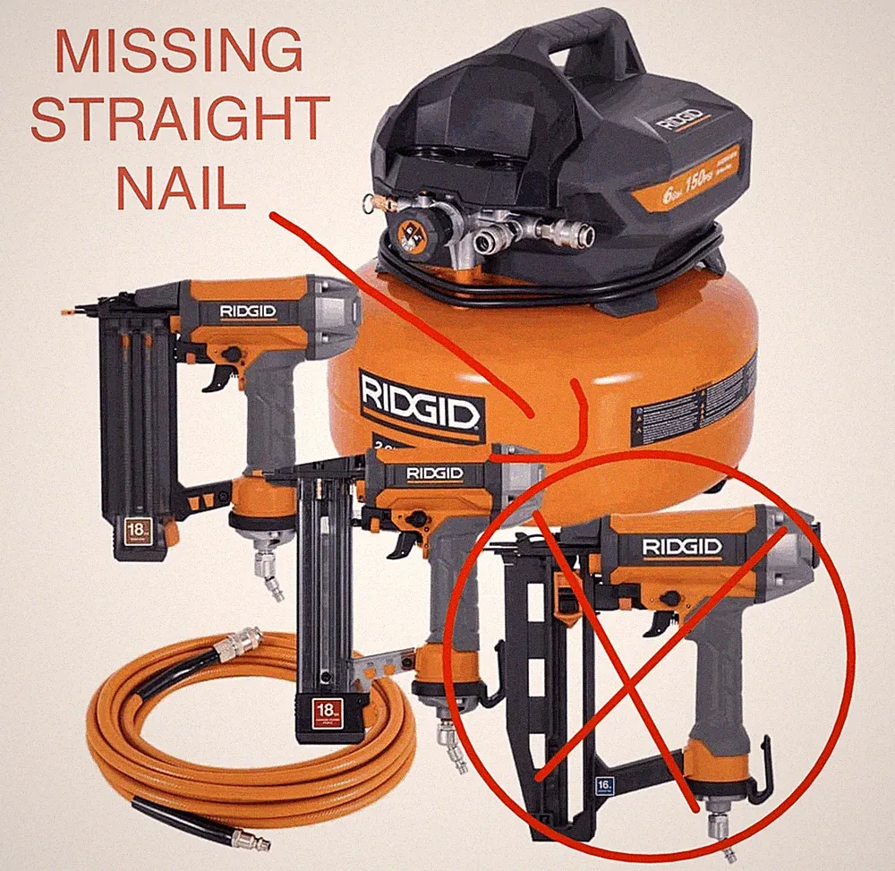 RIDGID 6 Gal. 150 PSI Electric Air Compressor w/ 25 ft. Hose, Nailers
