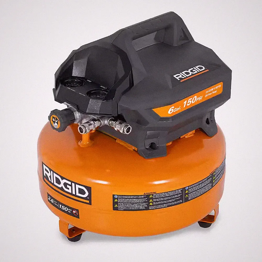 RIDGID 6 Gal. 150 PSI Portable Electric Pancake Air Compressor Dual Connectors