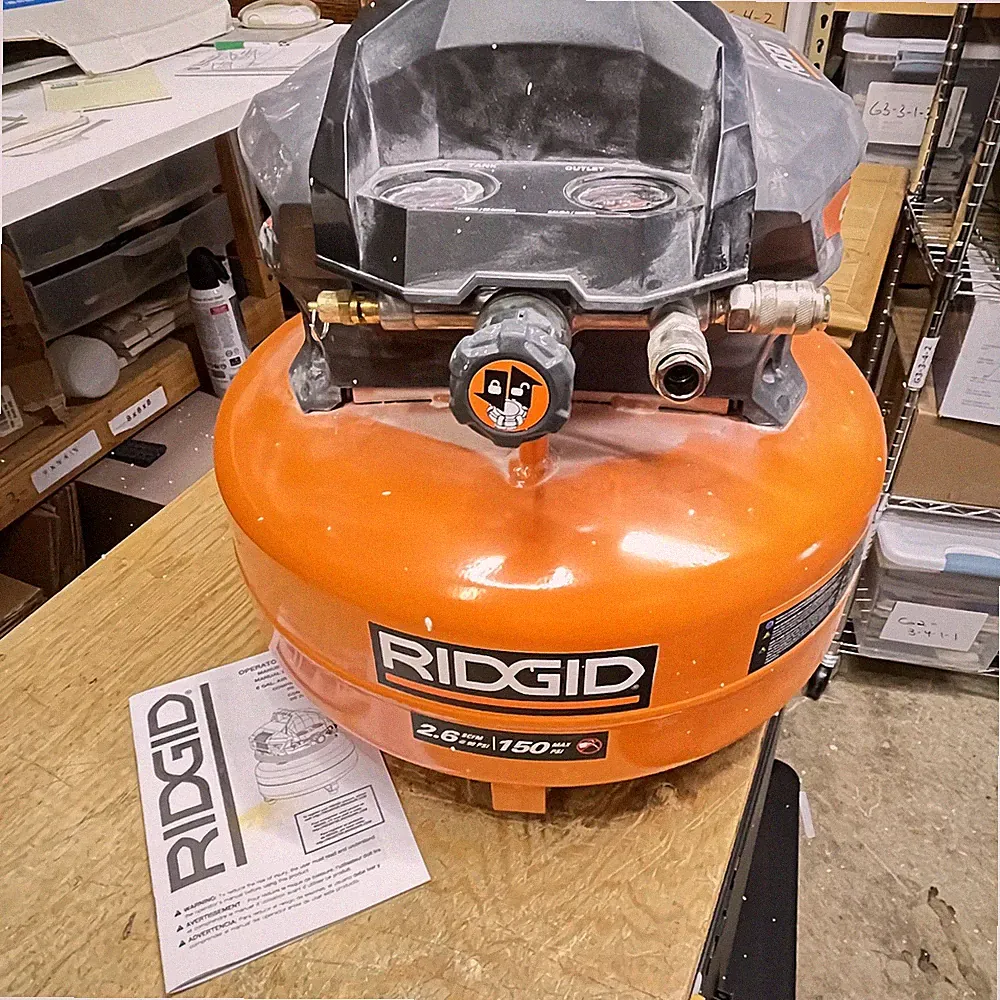RIDGID 6 Gal. 150 PSI Portable Electric Pancake Jobsite Air Compressor 0216416