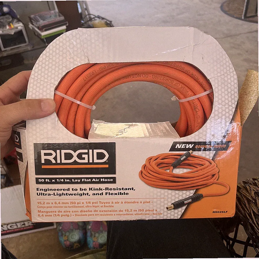 RIDGID Lay Flat Kink-Resistant Air Hose, 50 ft x 1/4" (Model R5025LF)