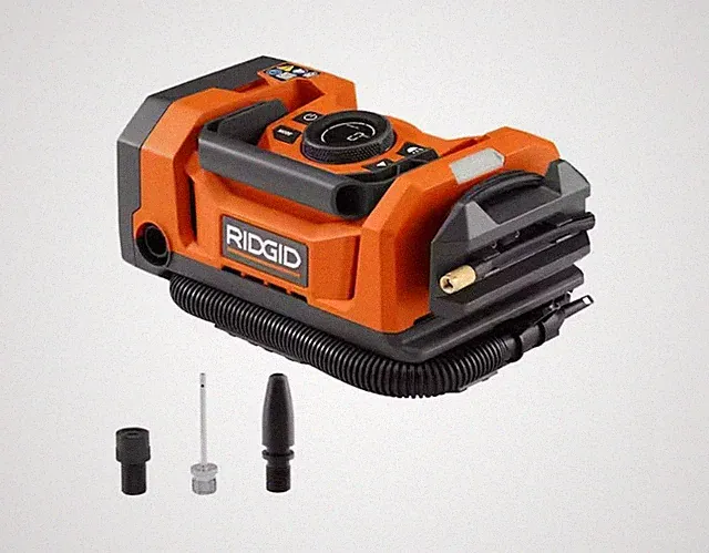 RIDGID R86051B 18V Dual Function Cordless Inflator with everything pictured